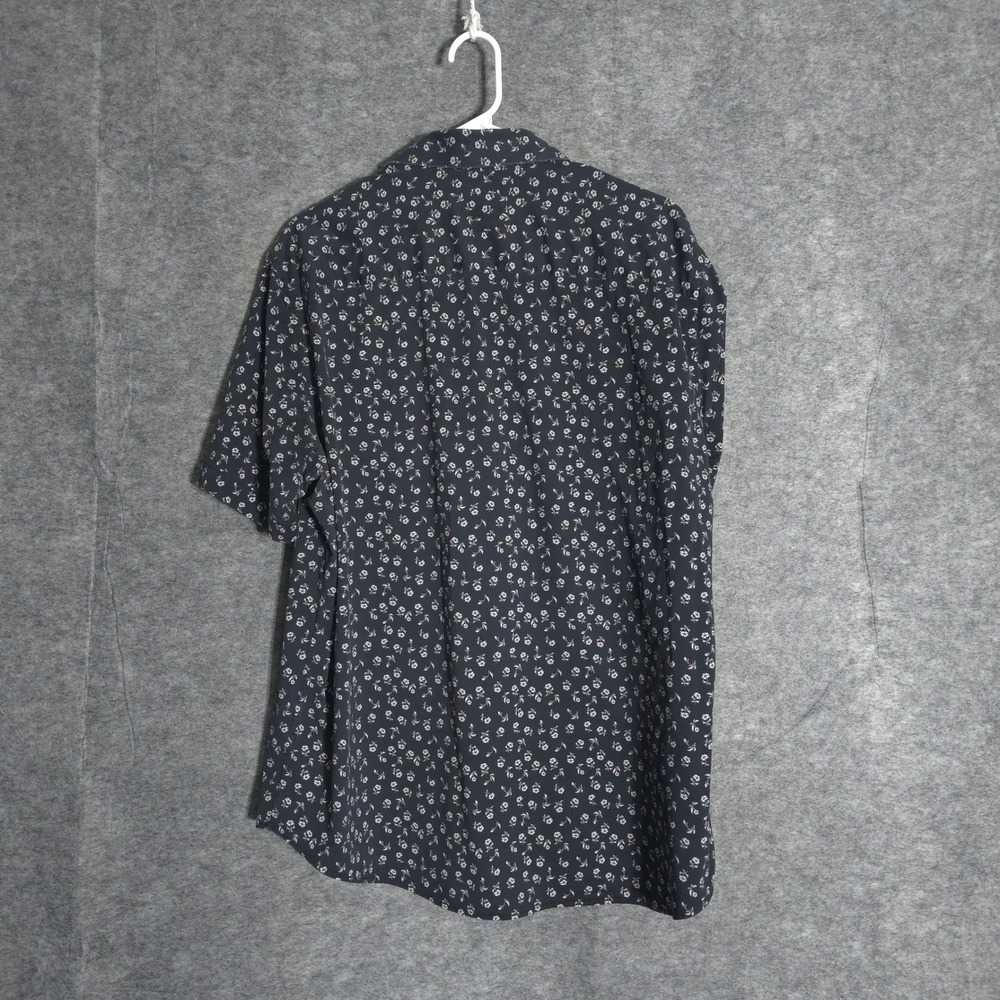 Bugatchi OoohCotton Shirt Mens 2XL Navy Floral 8 Way Stretch Tech Performance SS - Picture 2 of 9
